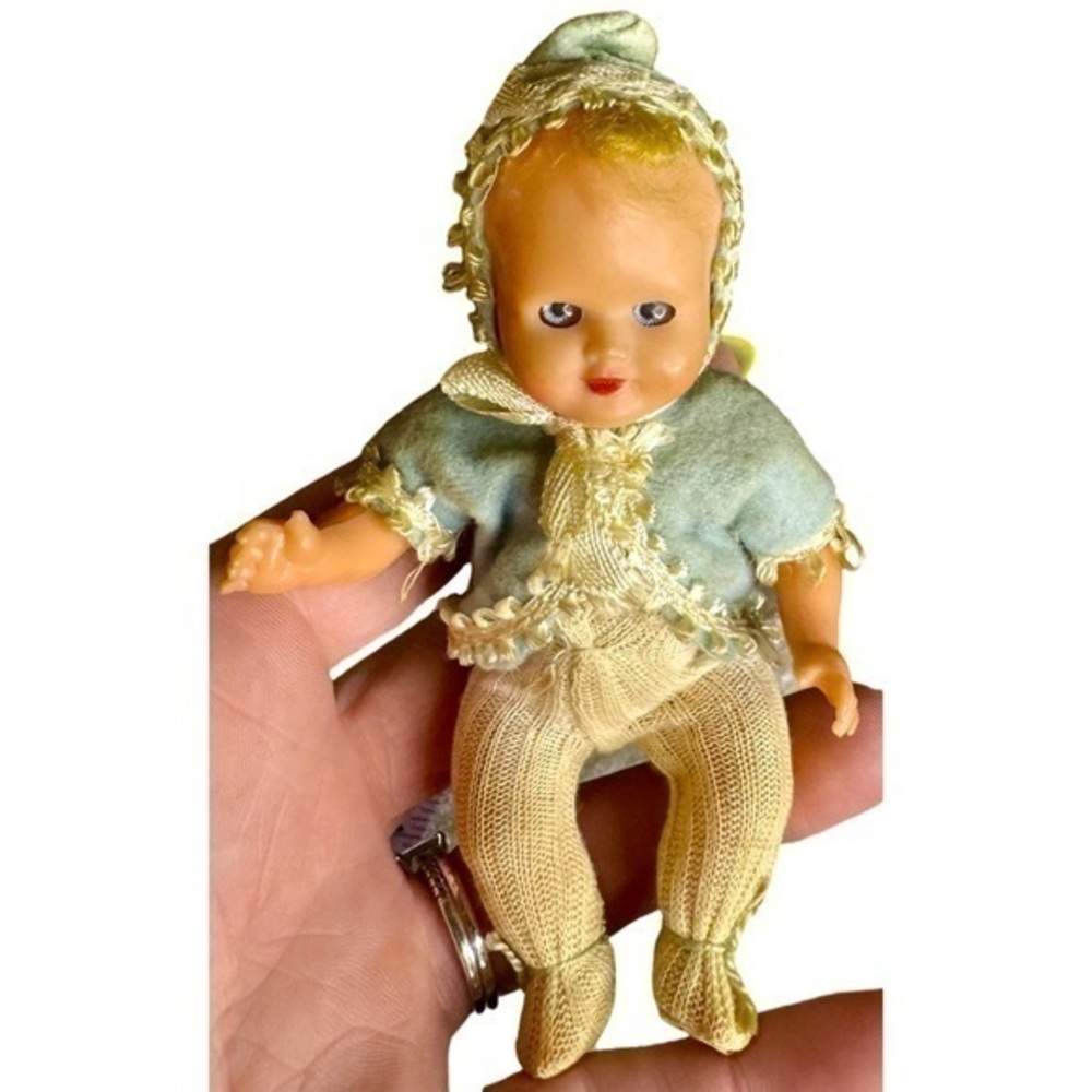 Vintage Galletti Celluloid Doll – Made in Italy – Miniature with Sleep Eyes